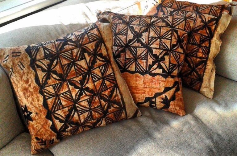 Handmade Tongan tapa cushions Sulieti Fieme'a Burrows